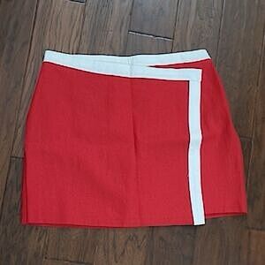 Bagatelle Red Linen Faux Wrap Skirt NEW NWT
